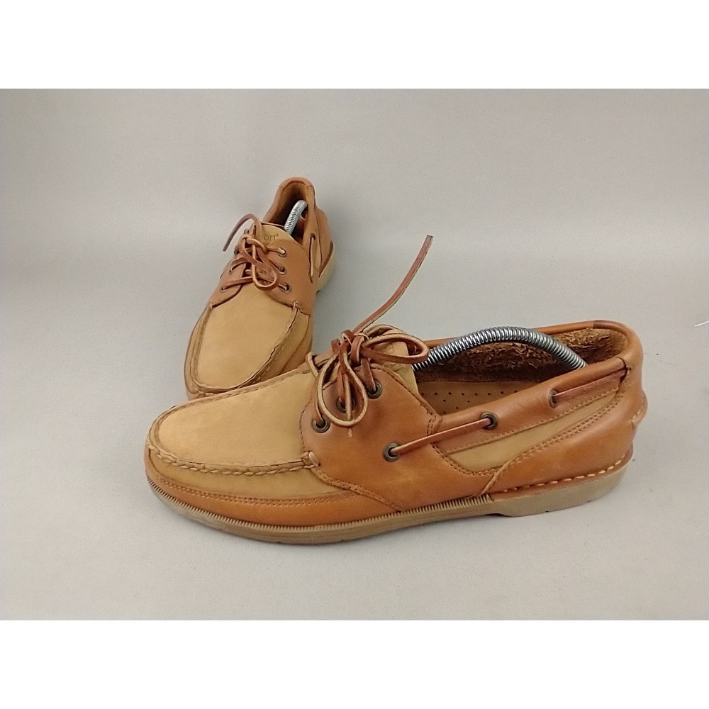 Rockport Mens M5166 Tan Leather Boat Shoes Nautical Loafers Size 11M